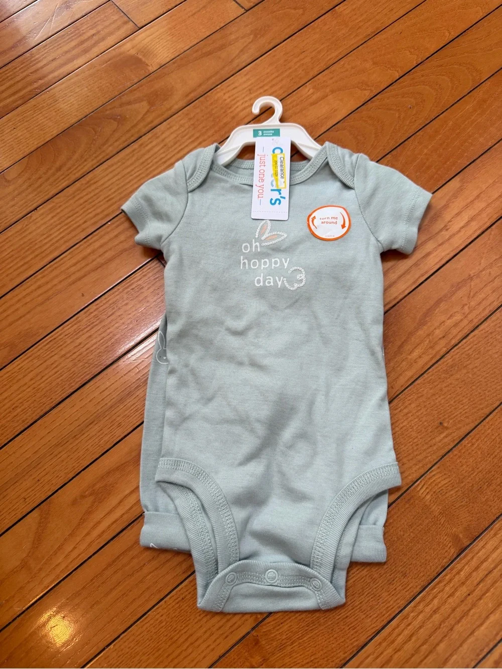 Carter's Light Green 'Oh Hoppy Day' Short-Sleeve One-Piece 3 months nwt